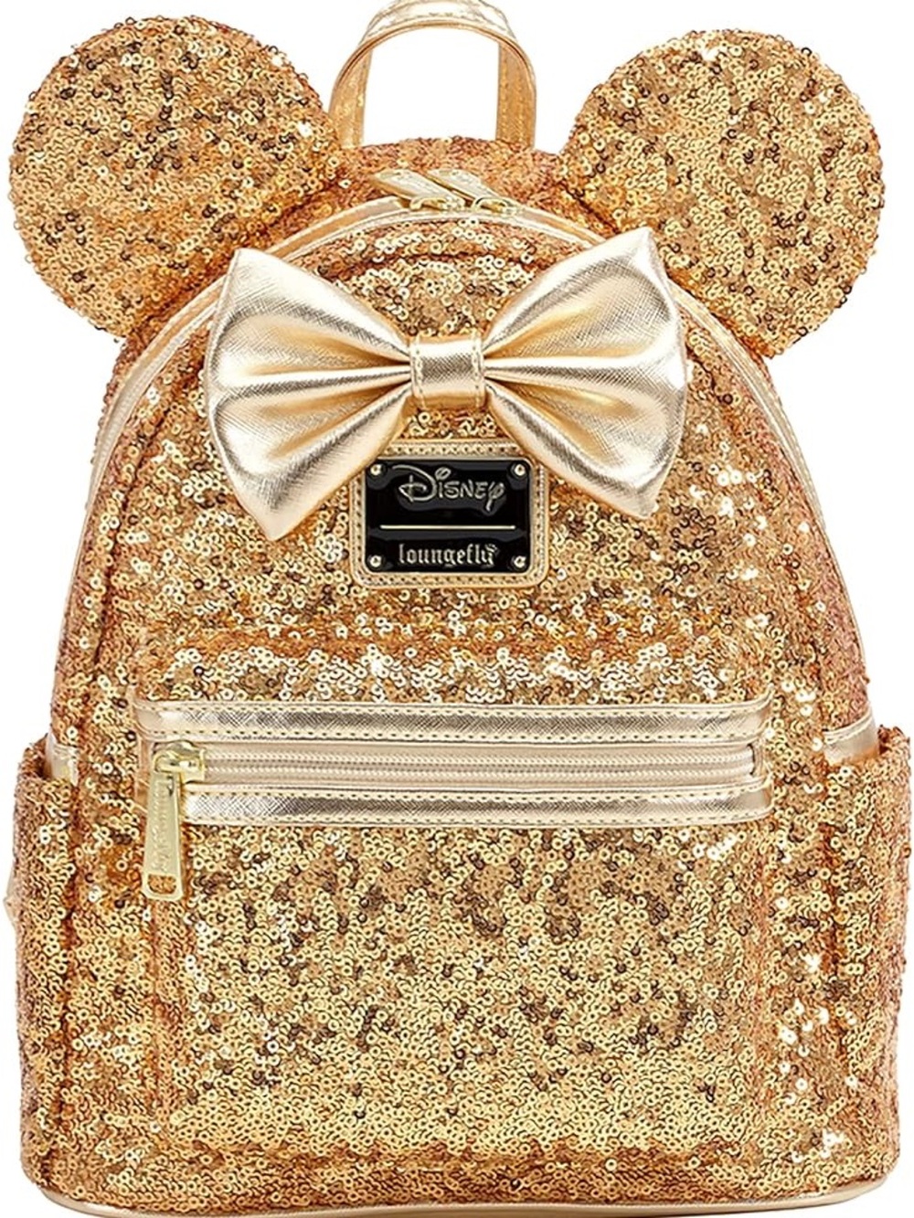 Loungefly Gold Sequin Minnie Ear Backpack